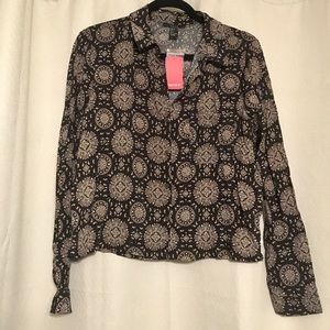 Black and Tan Patterned Button Down, NWT